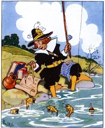 Izaak Walton studerer Euklids vinkler under fiskeri, 1936